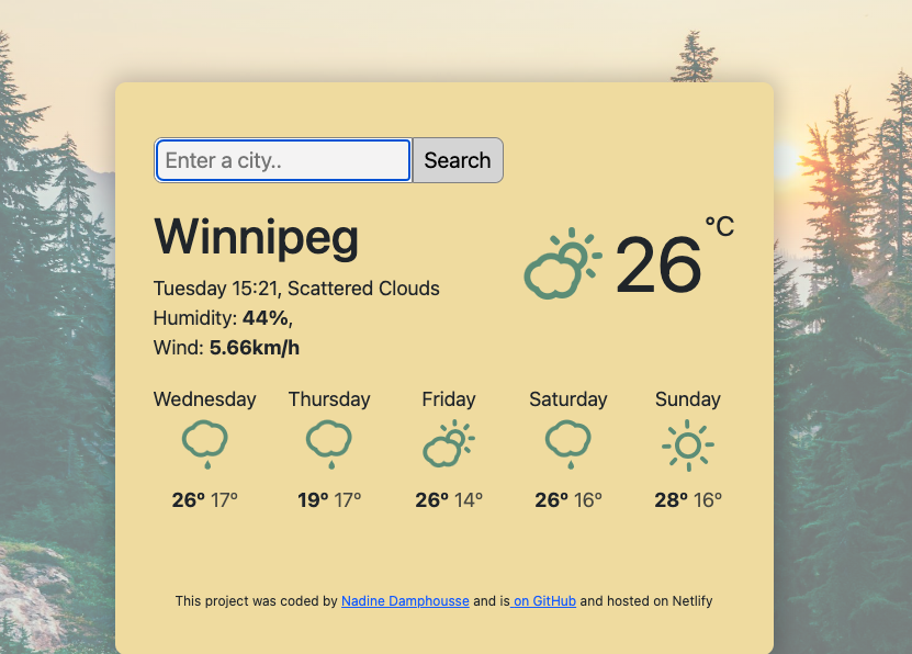 Screenshot of Weather App 2.0